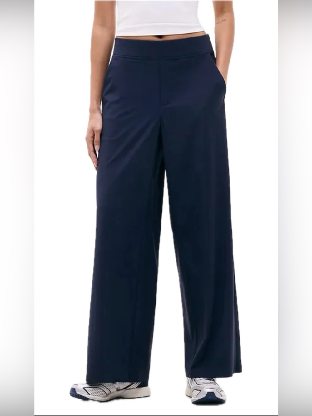 Athleta Brooklyn Mid Rise Wide Leg Pant, Navy, EUC